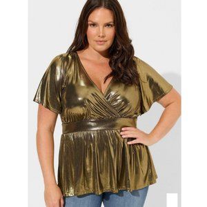 Torrid Liquid Shine Gold Suplice Peplum Top